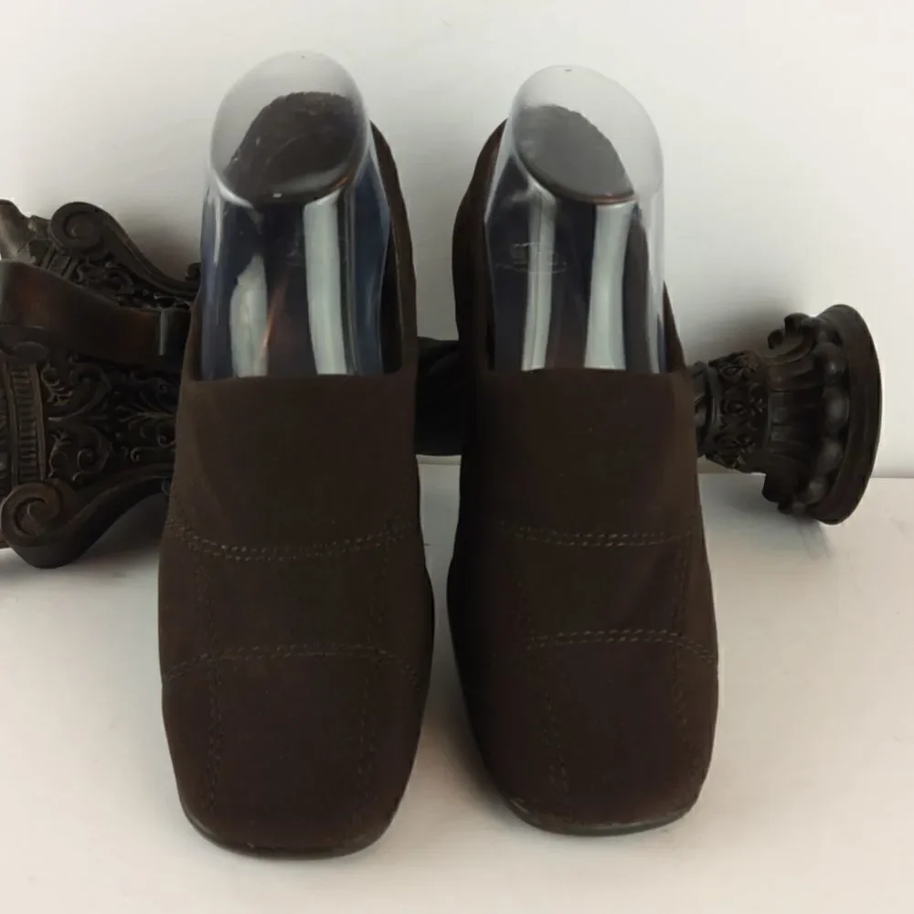 S.R.O. Brown fabric wedge heel loafers